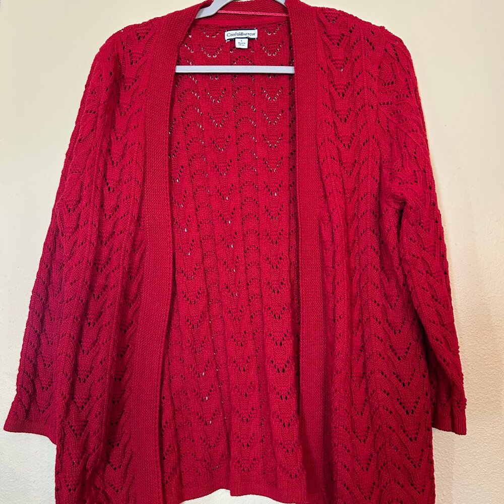 Women's Croft & Barrow® Cozy Pointelle Open Front Cardigan